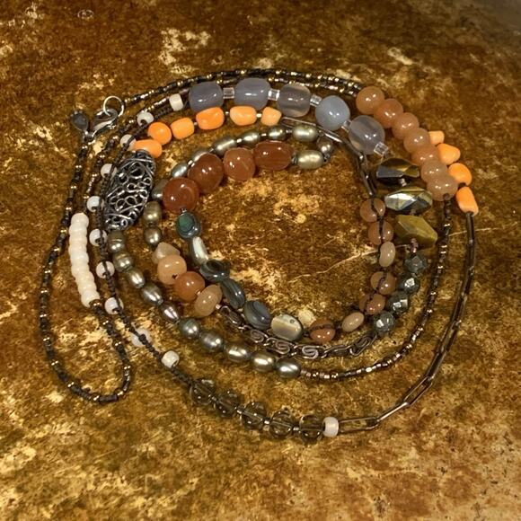 Silpada Spice Box Necklace Sterling Silver Copper Gemstones Pearls 50 In. Long - Picture 4 of 12